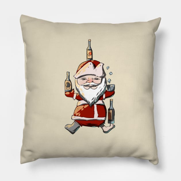 Drunk Santa Clous Pillow by Kotolevskiy