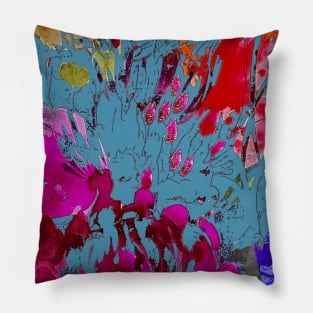 Jewel tone splashy floral print Pillow
