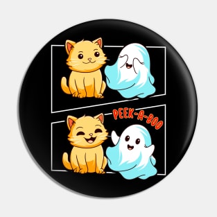 Funny Cat Pun Peek A Boo Men Kids Women Halloween Pin