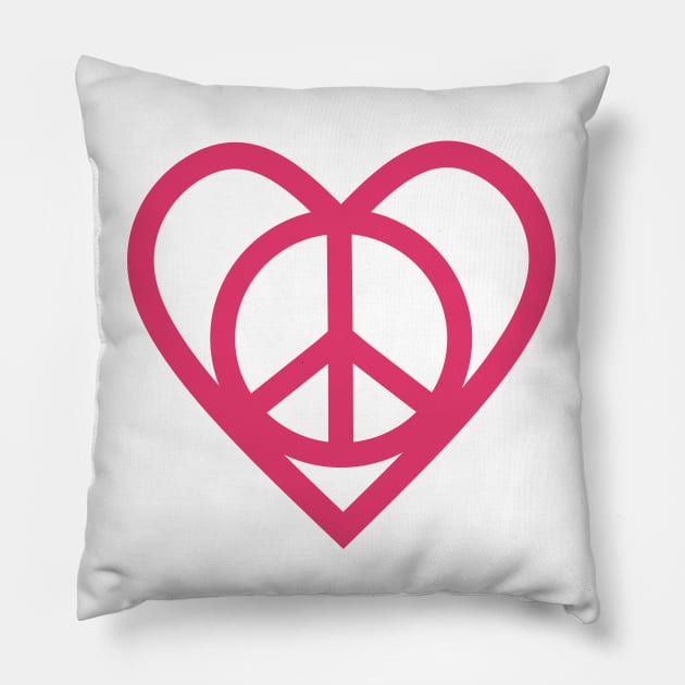 PEACE And Love Sign Raspberry Sorbet Pillow by SartorisArt1