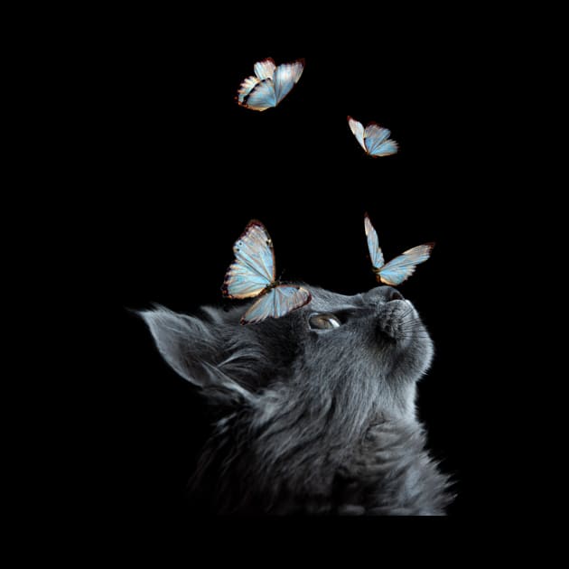 Cute Black Cat With Butterfly Cat adoption For Cat Lover by drag is art