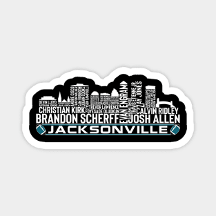 Jacksonville Football Team 23 Player Roster, Jacksonville City Skyline Magnet