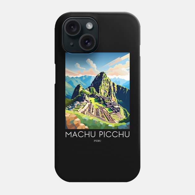 A Pop Art Travel Print of Machu Picchu - Peru Phone Case by Studio Red Koala