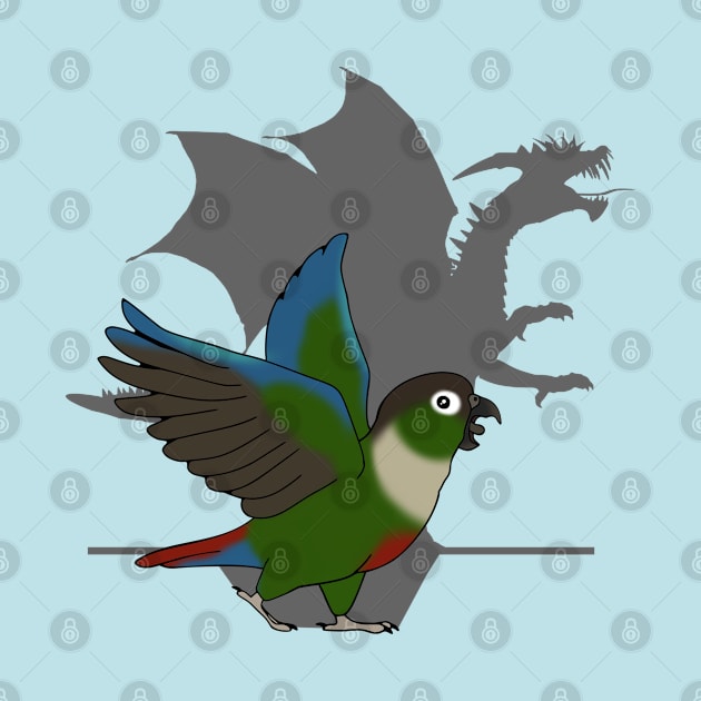 Green Cheekd Conure dragon shadow by FandomizedRose