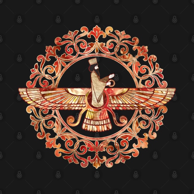 Farohar - Faravahar - Fravashi Marble and Gold by Nartissima