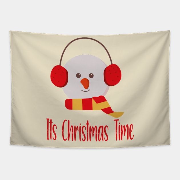 It's Christmas Time for the Cute Snowman Tapestry by Lore Vendibles