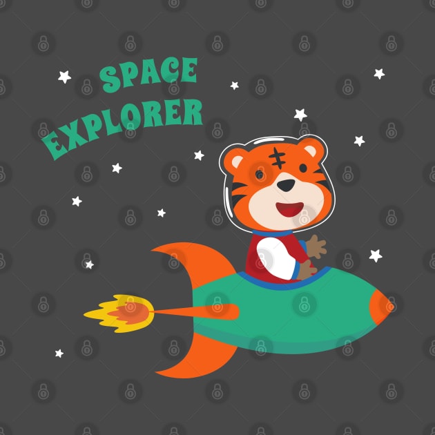 cute tiger astronaut play with his rocket by KIDS APPAREL