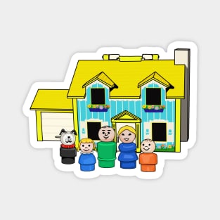Blonde Family With Yellow House Magnet