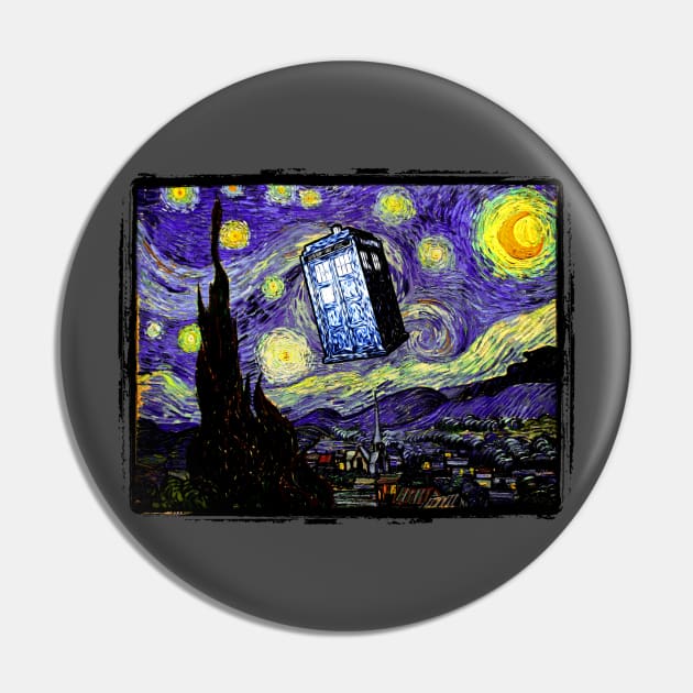 The Tardis in the Starry Night Pin by KAMonkey