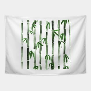 Green Bamboo Watercolor print. Fresh tropical greenery. Spring green leaves Tapestry