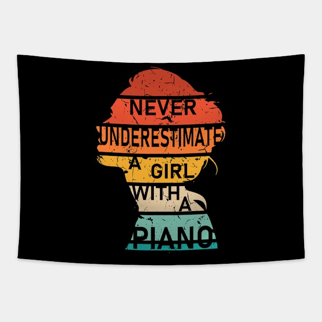 Never Underestimate a Girl with a Piano Tapestry by Geoji 