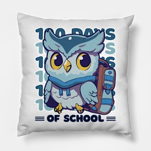 100 days of school typography featuring a Cute owl with a bagpack #1 Pillow