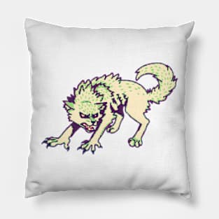 Pixel Werewolf (Glitch Colors) Pillow