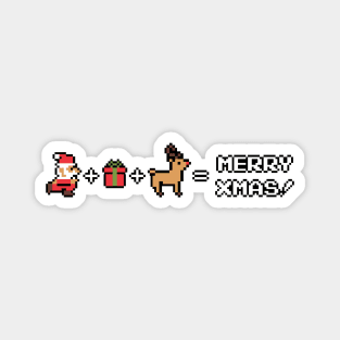 merry christmas pixel retro video game Magnet