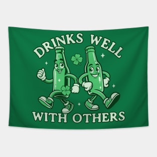 Drinks Well with Others Funny St Patricks Day Drinking Tapestry