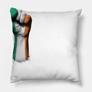 Flag of Ireland on a Raised Clenched Fist Pillow