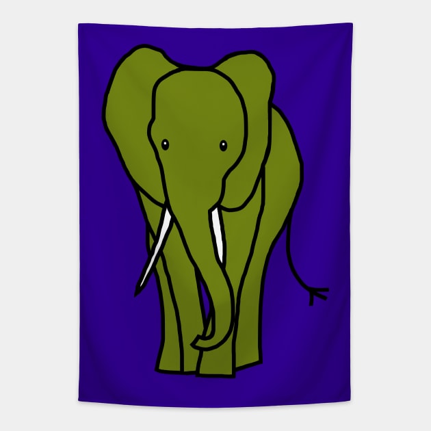 Green Elephant Tapestry by ellenhenryart