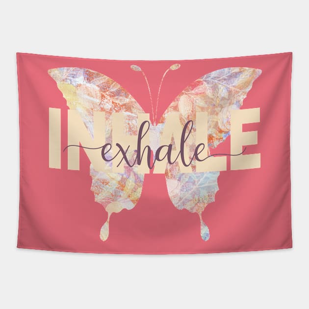 Inhale Exhale Yoga Butterfly Tapestry by Heartsake