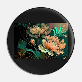 Abstract Floral Garden Botanical Print Pin