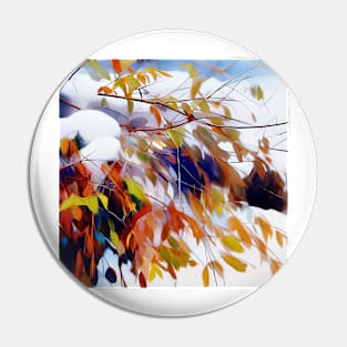 Autumn Leaves on Snow Pin