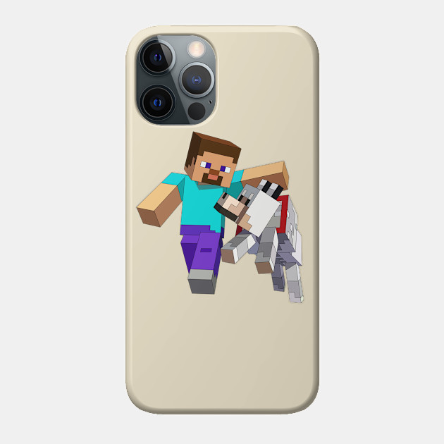 Steve and Dog - Minecraft - Phone Case