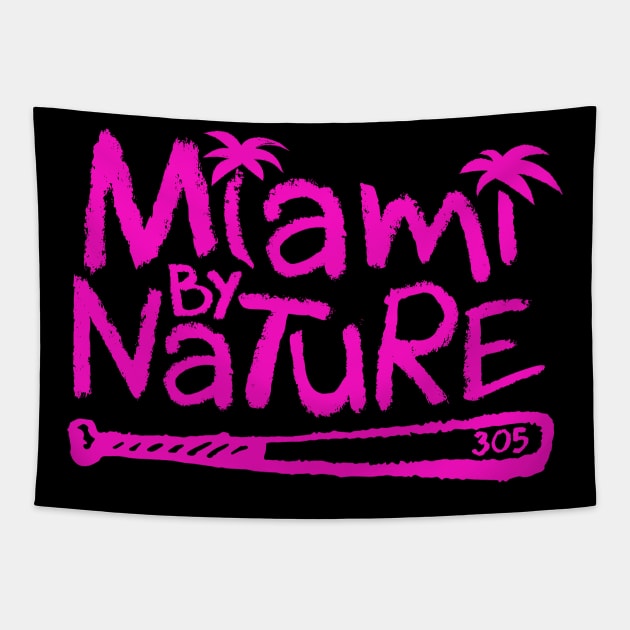 Miami By Nature (Pink Font) Tapestry by GeekBro Podcast Network