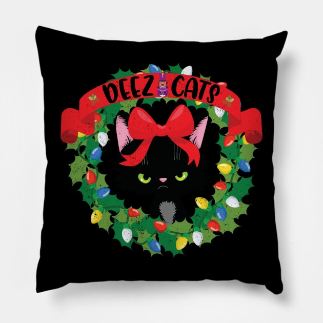 Deez Cats Nuts Nutcracker Christmas Funny Grumpy Kitty Pillow by alcoshirts