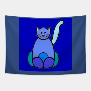 CAT BUDA COLORS BLUE Tapestry