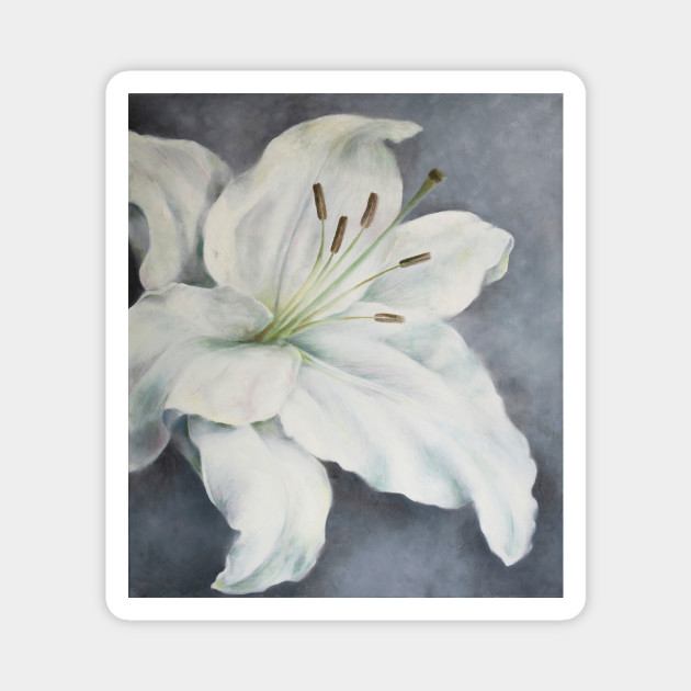 Original Oil Painting Lily On A Silver Background For Your