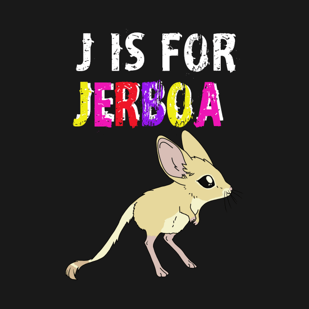 J is for Jerboa - white and Rainbow text cute fluffy animal by DesignsBySaxton