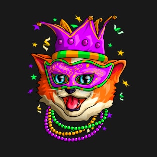 Mardi Gras Cat Cute Kitty Carnival Jester Beads Party Gift T-Shirt