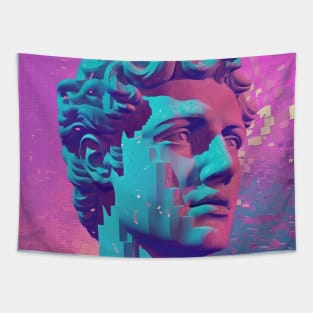 Abstract Vaporwave Statue Tapestry