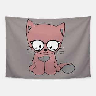 Cat Glasses Cute Feline T-Shirt Tapestry