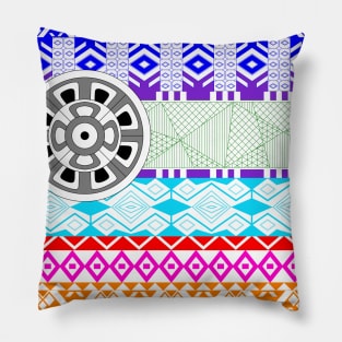 mayan mask pattern in mandala ecopop Pillow