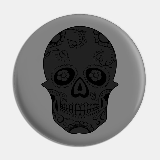 Dark Floral Sugar Skull Pin by VollkornPopcorn