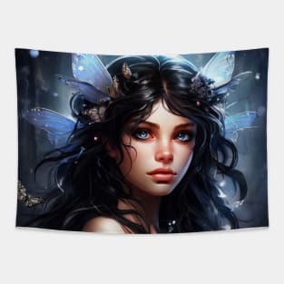 A Fairy With Blue Eyes And Black Hair Tapestry