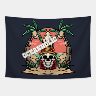 "Oceanoholic" Beach and Surf Design Tapestry
