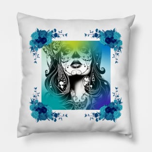 Geometric Floral Day of the Dead Pillow