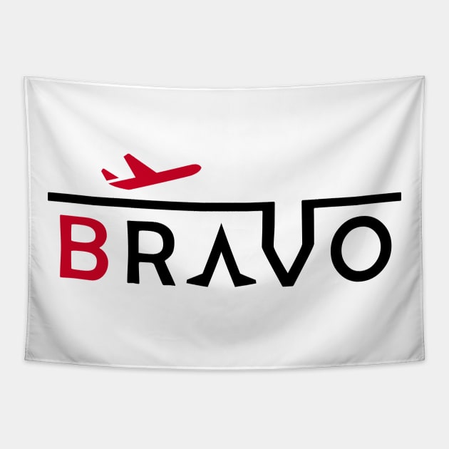 BRAVO Aviation Phonetic Alphabet Pilot Airplane Tapestry by For HerHim