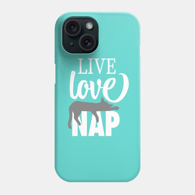 Live Love Nap Sleepy Grey Cat - Lazy Day Kitty Lover Phone Case by cottoncanvas
