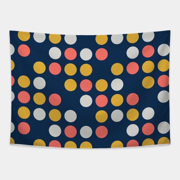 Polka Dots Blue Pink Yellow Tapestry by Sandra Hutter Designs