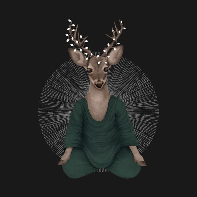 meditating deer - green by KindSpirits