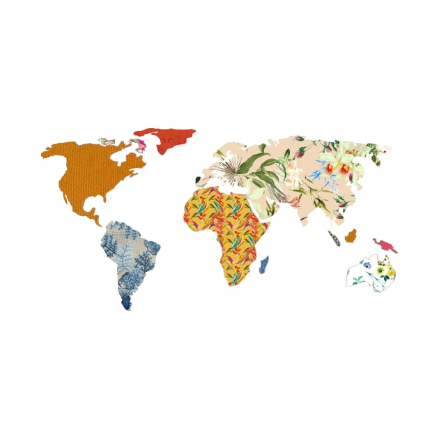 Floral Patchwork World Map by luckylucy