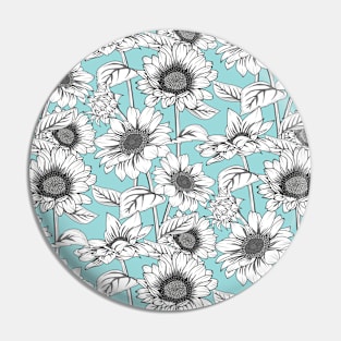 Sunflowers Line Art Pattern Pin