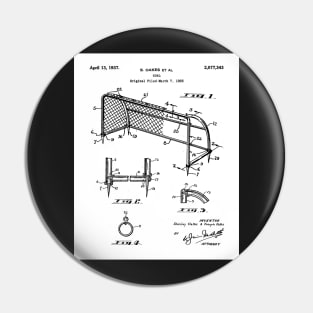 Soccer Patent - Soccer Goal Art - Black And White Pin