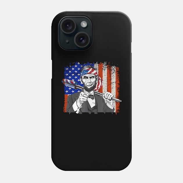 Abraham Lincoln 4th Of July Shirt Men American USA Flag Phone Case by nikolay