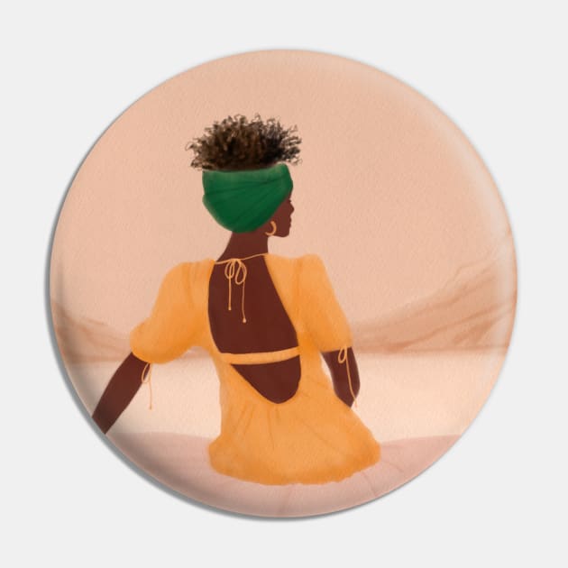 African Woman Boho Art Pin by Trippycollage