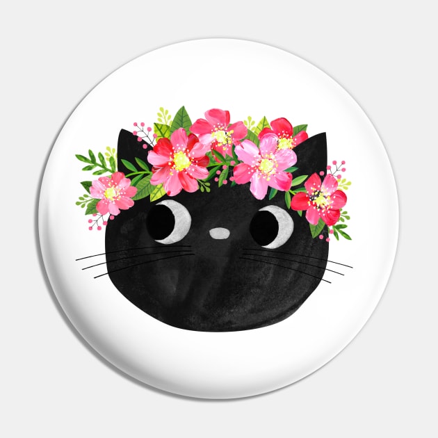 Flower crown Pin by Planet Cat Studio