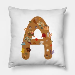 Letter A autumn design fall Pillow