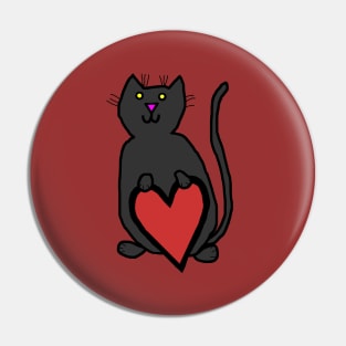 Black Cat with Heart Pin